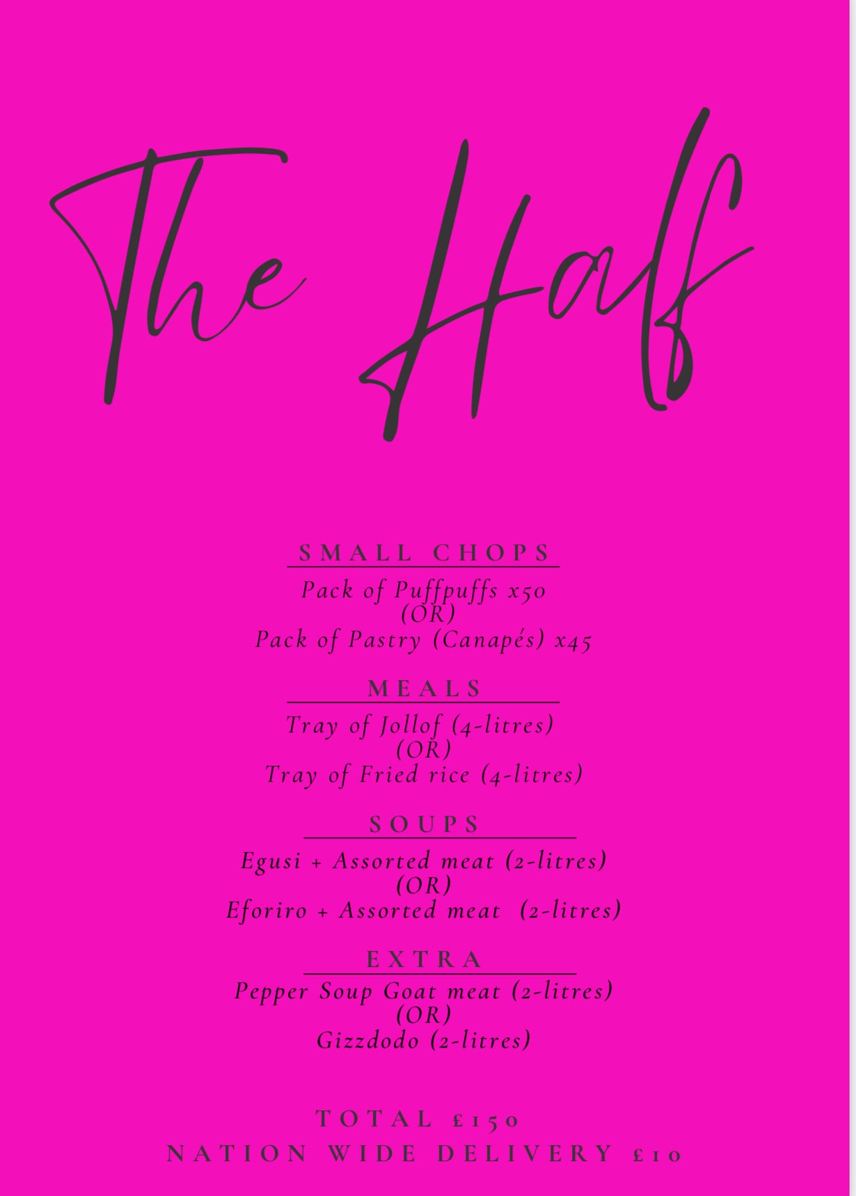 The Half Menu