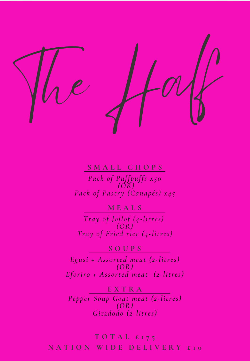 The Half Menu